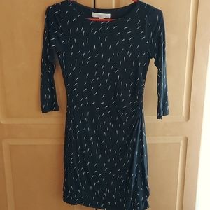 Loft Black 3/4 Sleeve Side Shirred Dresa